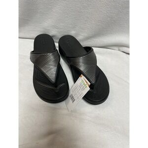 CROCS Womens Wedge Sz 8 Dual Comfort Monterey Metallic Sandals Flip Flops New